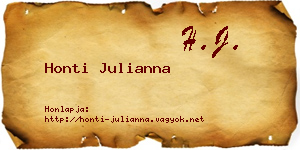 Honti Julianna névjegykártya